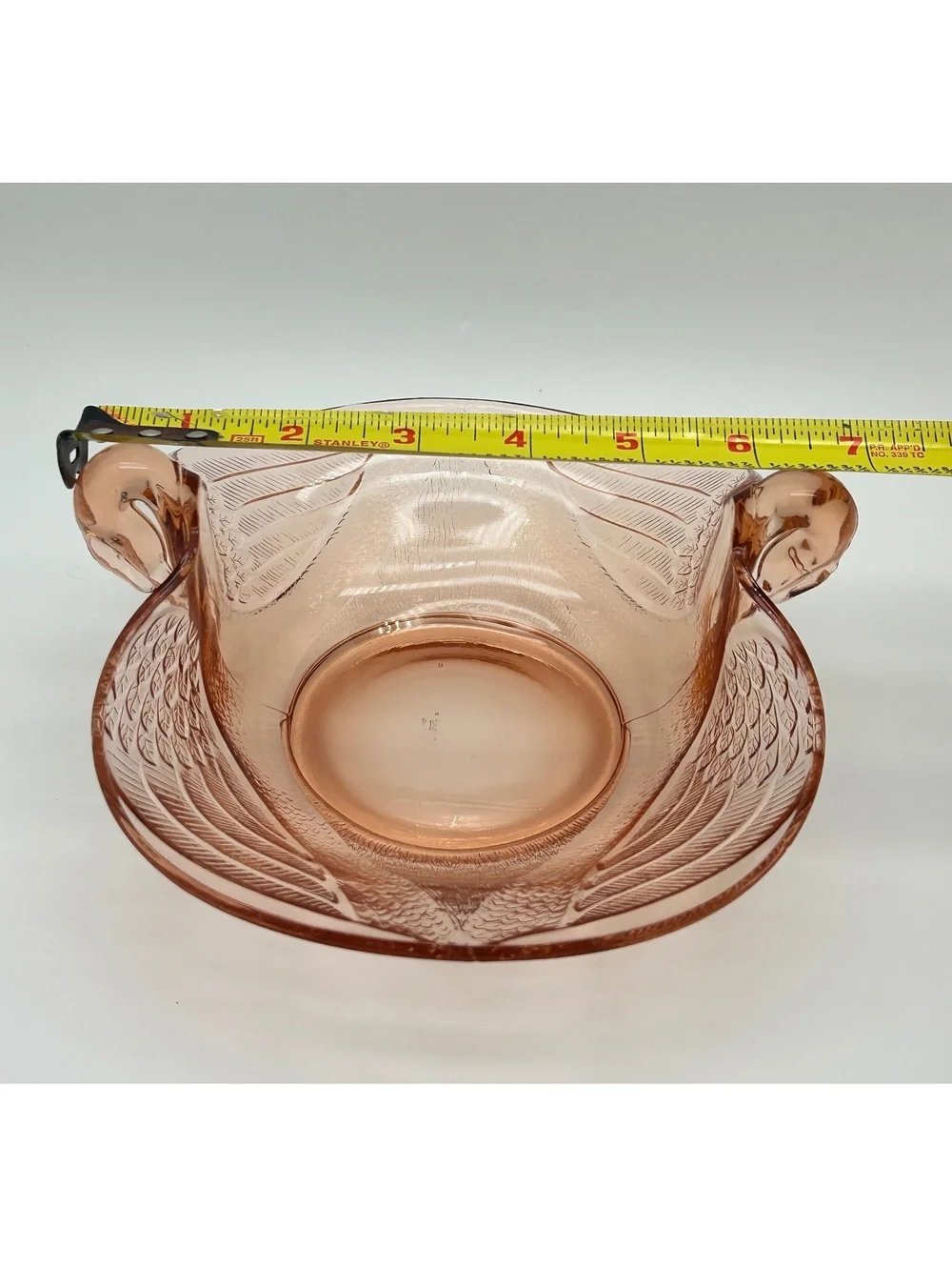Pink Depression Glass Double Head Swan Candy Dish